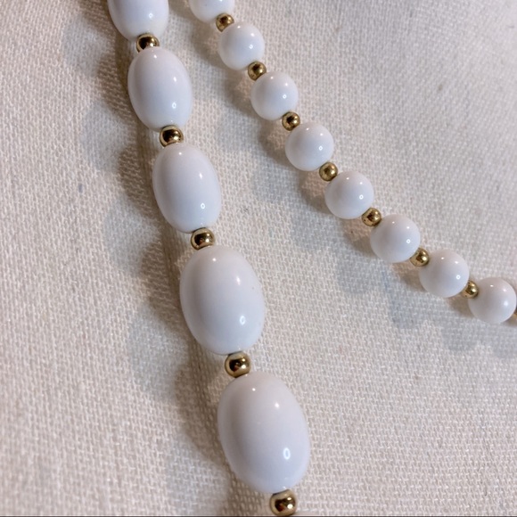 TWO Monet Necklaces - White with Gold Spacers - Picture 6 of 7